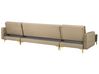 Canapé panoramique convertible en velours beige clair 5 places avec pouf ABERDEEN_740325