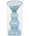 Florero de vidrio transparente/azul turquesa 27 cm KALOCHI_838041