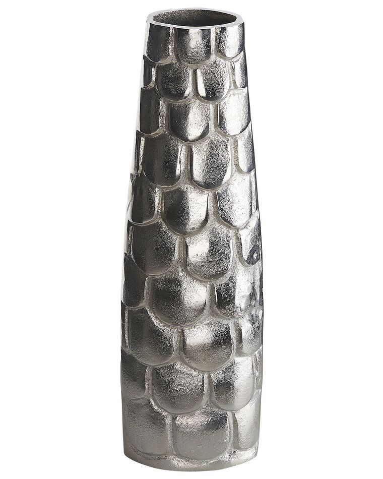 Vaso decorativo em metal prateado 47 cm SUKHOTHAI_823049