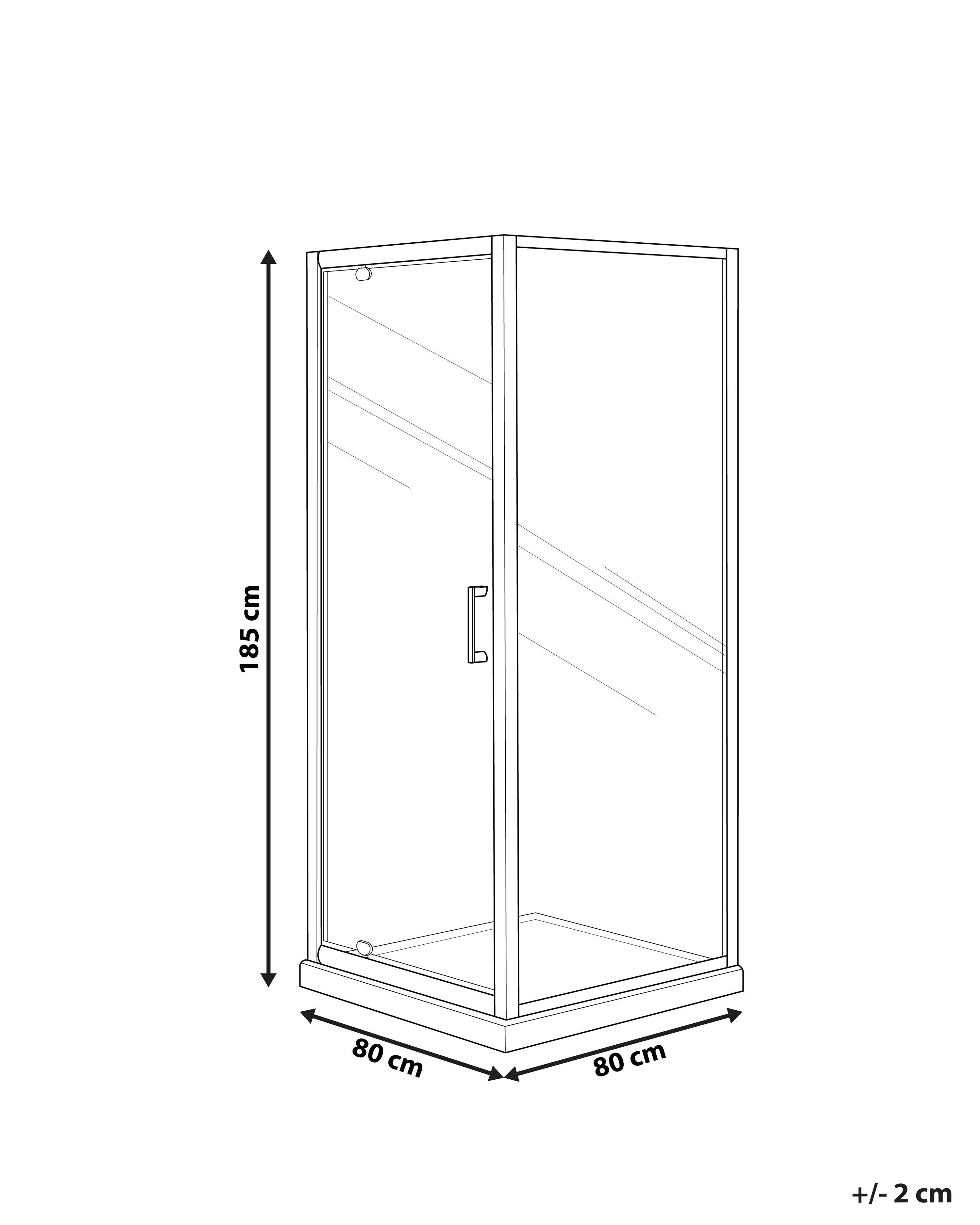 Tempered Glass Shower Enclosure 80 x 80 x 185 cm Silver DARLI Beliani