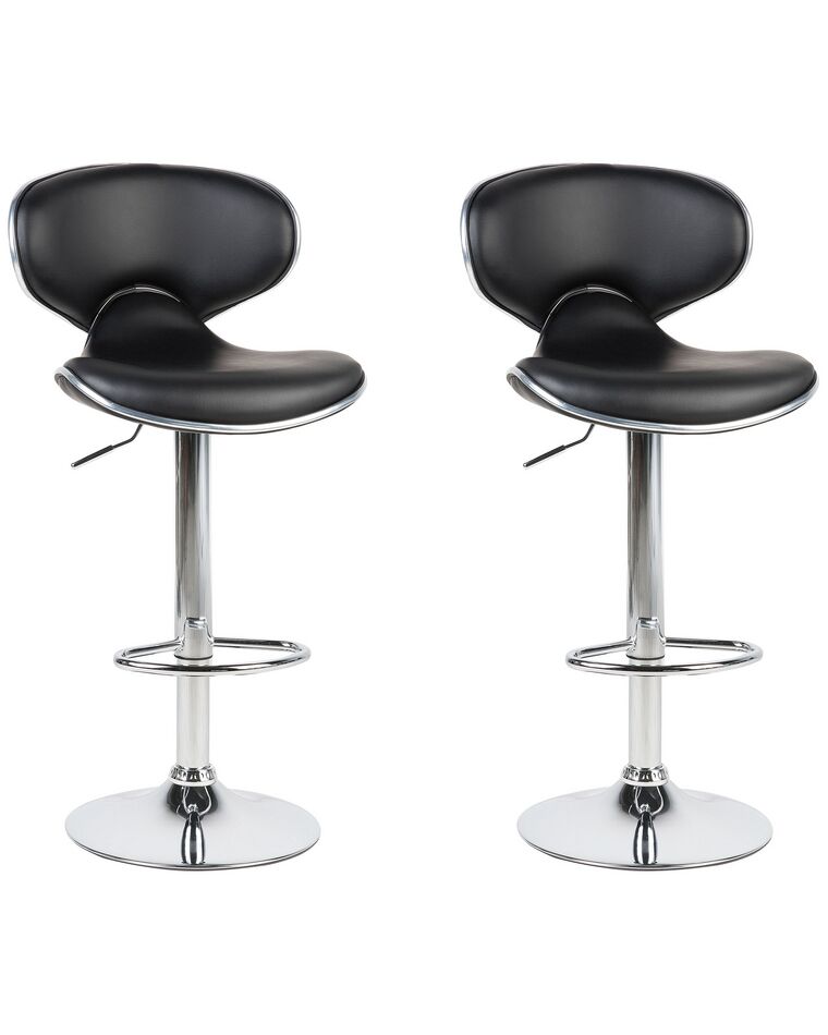 Set of 2 Faux Leather Swivel Bar Stools Black CONWAY_743411