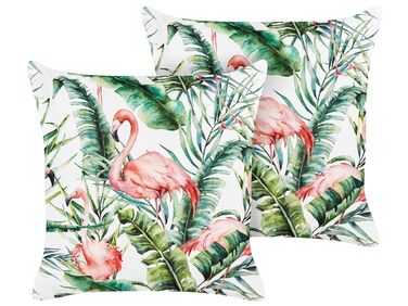 Többszínű flamingós kerti díszpárna kétdarabos szettben 45 x 45 cm ELLERA