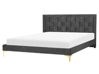 Łóżko welurowe 160 x 200 cm czarne LIMOUX
