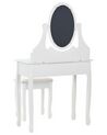 3 Drawer Dressing Table with Oval Mirror and Stool White ASTRE_830255