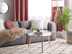 Sohvapöytä lasitasolla tammi vaalea puu MINNESOTA