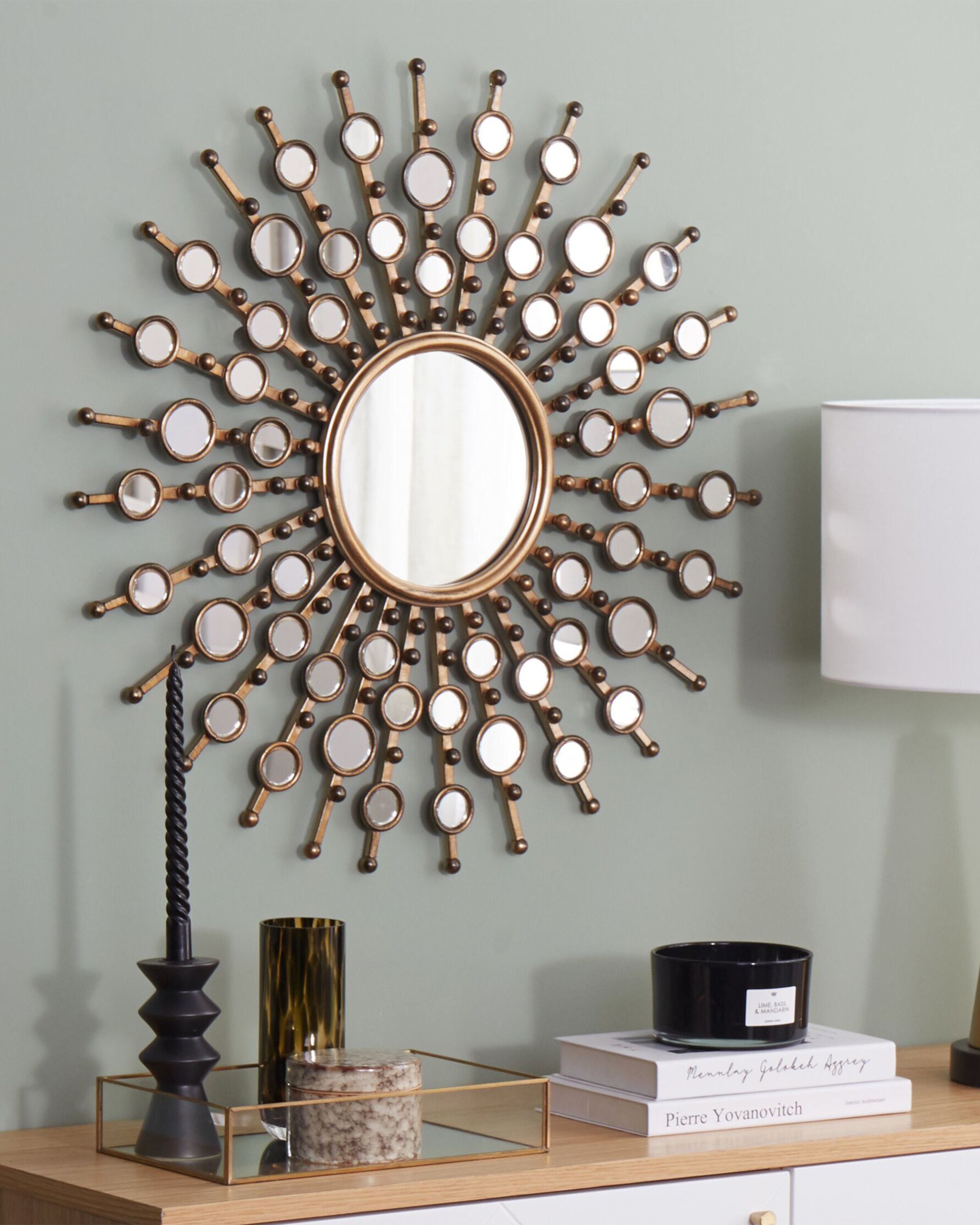 NXHOME Specchio Da Parete Rettangolare Decorativo Oro - 63,5 X 43,2 Cm - Vetro 4 Mm - Kit Di Fissaggio Incluso