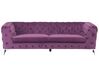 3 Seater Velvet Fabric Sofa Purple SOTRA_707198