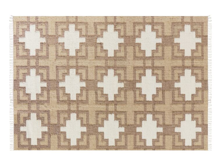 Teppich Jute beige 160 x 230 cm geometrisches Muster Kurzflor KONURTAY_887137