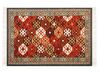 Alfombra kilim de lana rojo/naranja/blanco/beige 140 x 200 cm URTSADZOR_859147
