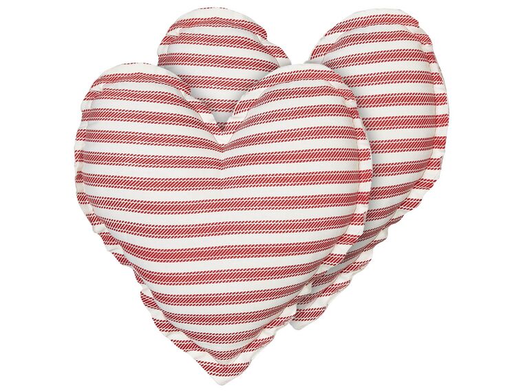 Conjunto 2 almofadas decorativas forma de coração algodão vermelho e branco 45 x 45 cm RUBIA_914153