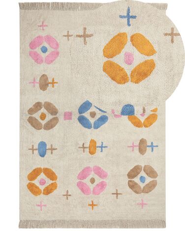 Teppich Baumwolle mehrfarbig 160 x 230 cm geometrisches Muster Kurzflor DARAN