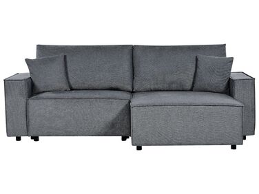 Canapé d'angle à gauche en tissu gris foncé avec rangement KARILA