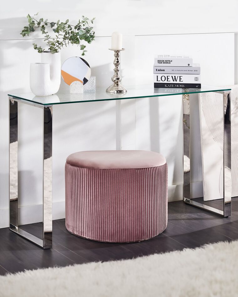 Glass Top Console Table Silver TILON Beliani.co.uk