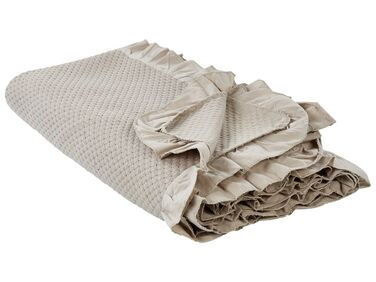 Cotton Bedspread 220 x 200 cm Taupe HATTON 