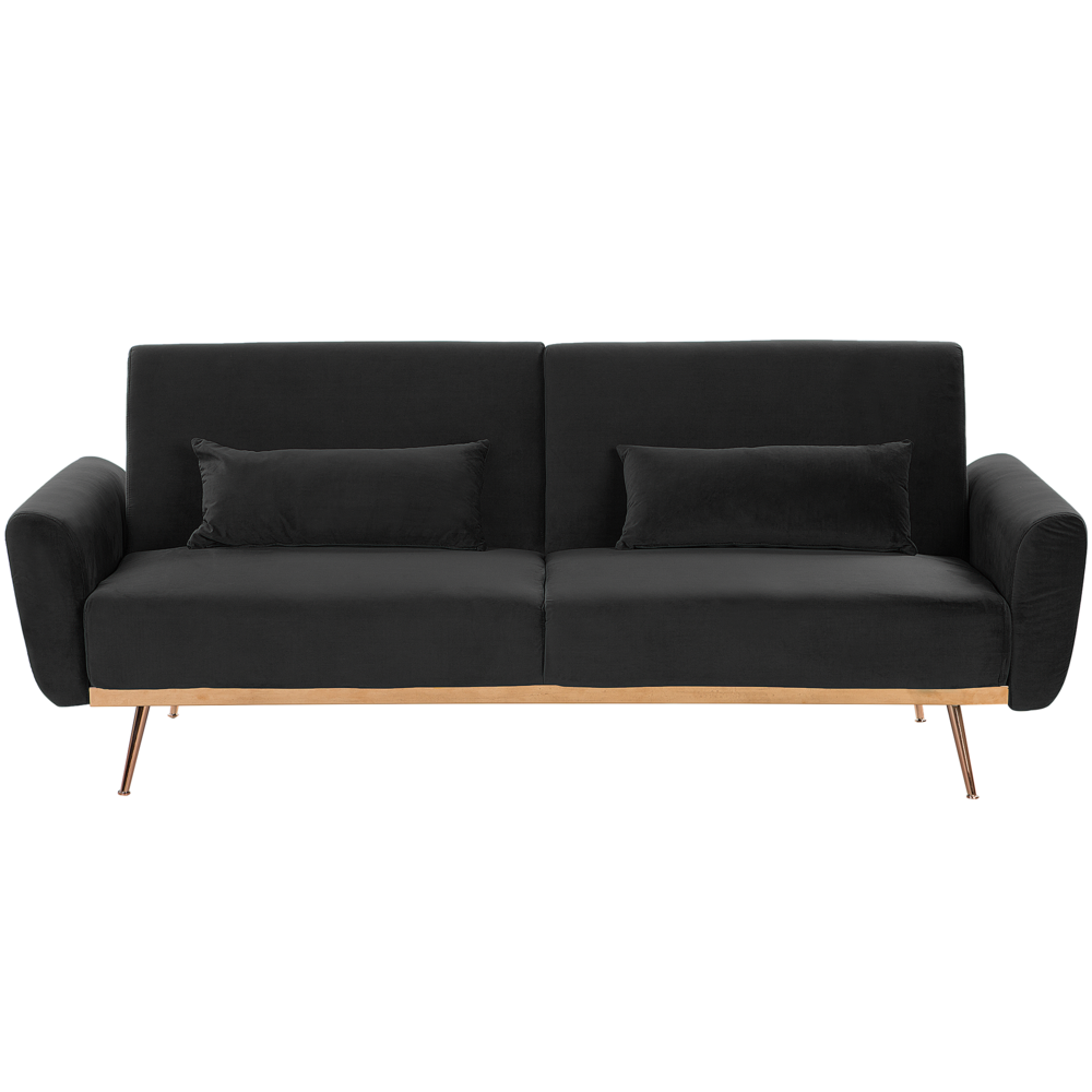 Sofa rozkładana welurowa czarna EINA