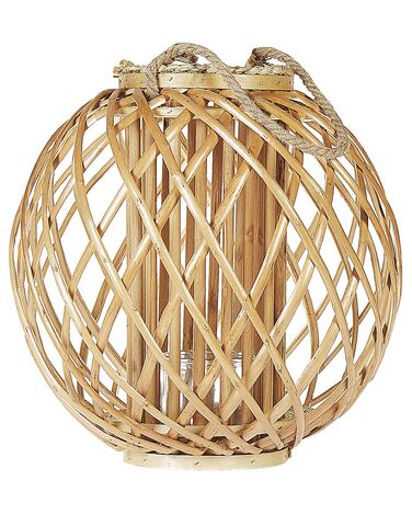 Round Wooden Candle Lantern 41 cm Natural SAMOA
