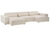 Left Hand 3 Seater Modular Velvet Corner Sofa with Ottoman Beige HELLNAR_911148