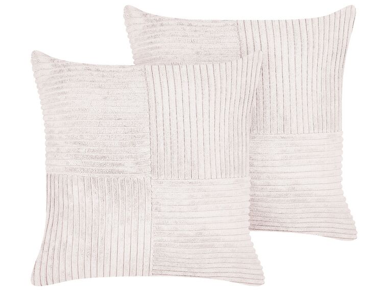 Set of 2 Corduroy Cushions 43 x 43 cm Off-White MILLET_854672