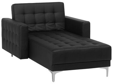Faux Leather Chaise Lounge Black ABERDEEN