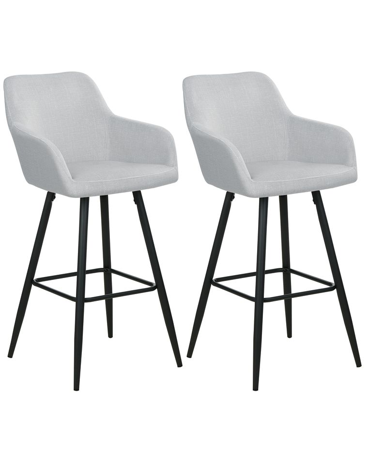 Set of 2 Velvet Bar Chairs Light Grey CASMALIA Beliani.co.uk