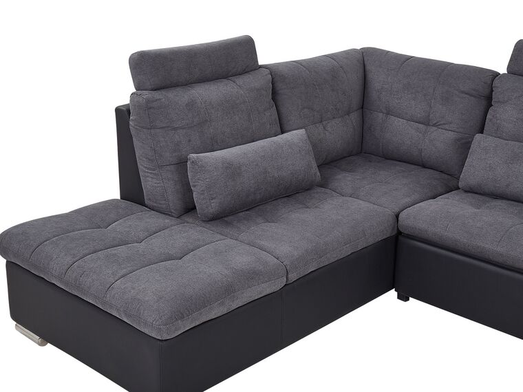 Fabric Corner Sofa Bed with Storage Grey HALDEN Beliani.co.uk