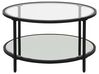 Sklenený konferenčný stolík so zrkadlovou policou čierny BIRNEY_829601