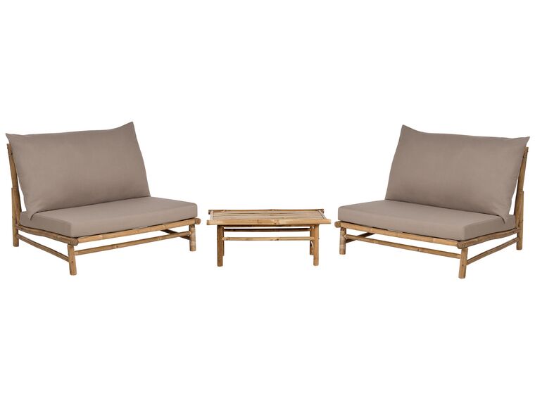 2 Seater Bamboo Lounge Set Light Wood and Taupe TODI_872740