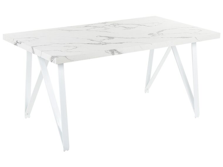 Dining Table 160 x 90 cm Marble Effect White GRIEGER_850360