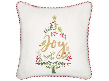 Almofada decorativa com padrão natalício em veludo branco 45 x 45 cm ECHEVERIA