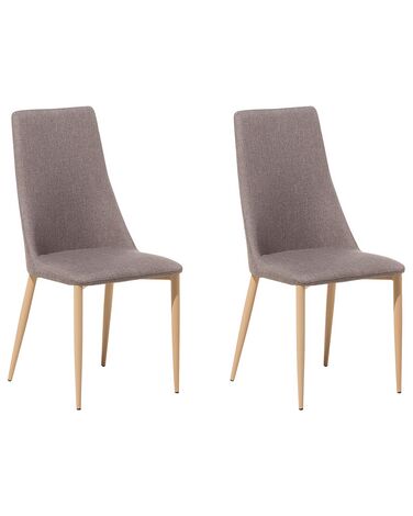 Conjunto de 2 sillas de comedor de poliéster gris pardo/madera clara CLAYTON