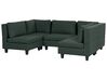 Ötszemélyes kombinálható sötétzöld kárpitozott kanapé ottománnal UNSTAD_893545