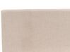 Cama con somier de poliéster beige arena/madera oscura 160 x 200 cm FITOU_875979