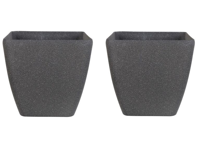 Set di 2 vasi polvere di pietra grigio scuro 34 X 34 X 34 cm ZELI_850546
