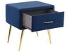 1 Drawer Velvet Bedside Table Navy Blue FLAYAT _833988