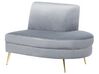 4 Seater Curved Velvet Sofa Light Grey MOSS_851318