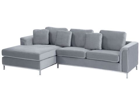 Light grey velvet corner sofa Clearance