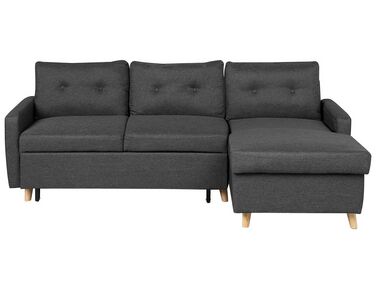 Left Hand Corner Sofa Bed with Storage Dark Grey FLAKK