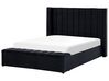 Velvet EU Double Size Bed with Storage Bench Black NOYERS_834546