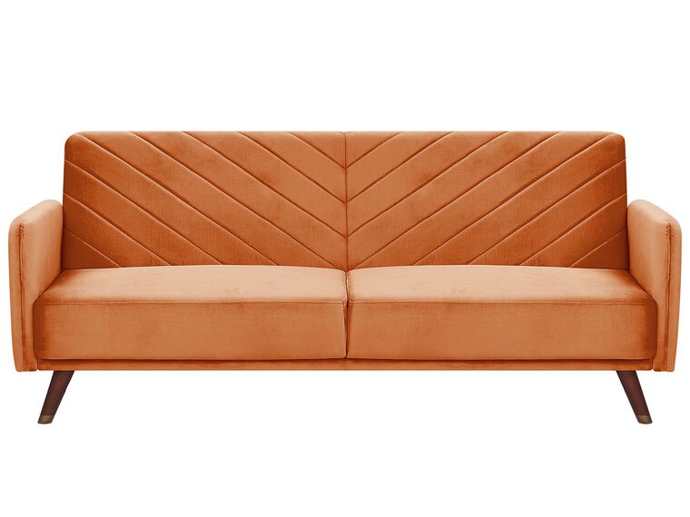 Velvet Fabric Sofa Bed Orange SENJA_787335