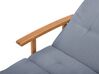 Chaise longue pliable en bois naturel et coussin bleu JAVA_802844