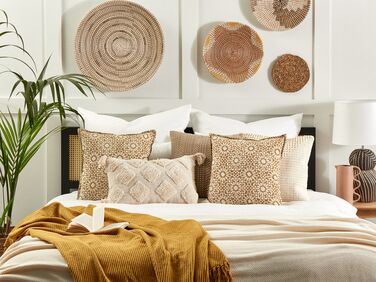 Set of 2 Cotton Cushions Geometric Pattern 45 x 45 cm Beige CEIBA