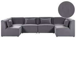 U-muotoinen sohva 6-istuttava vakosametti harmaa LEMVIG