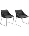Conjunto de 2 sillas de comedor de piel sintética negro/plateado ARCATA_808561