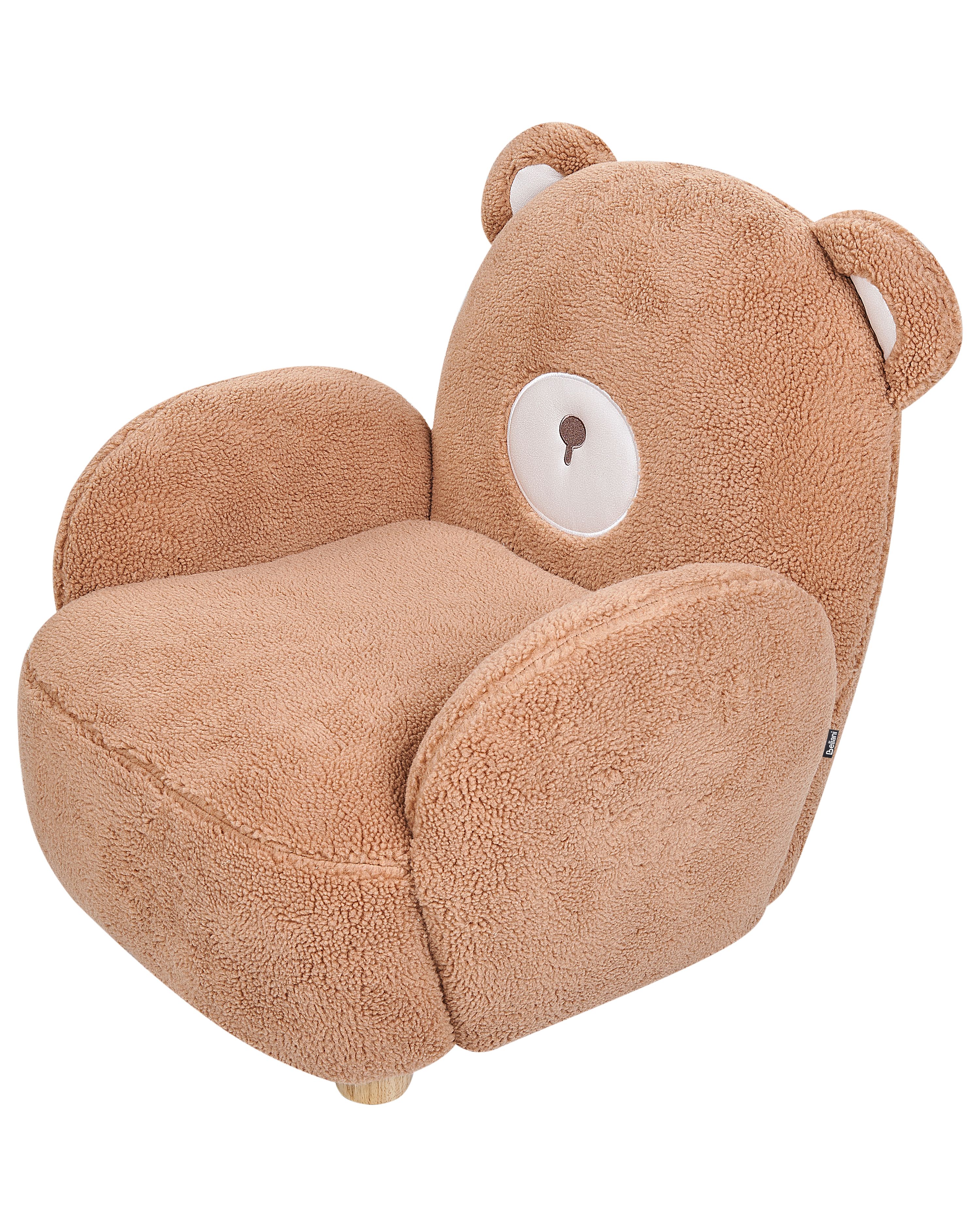 Kids Armchair Bear Faux Fur Brown BOO | Beliani.co.uk