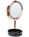 Specchio da tavolo LED oro rosa e nero ø 26 cm SAVOIE_848163
