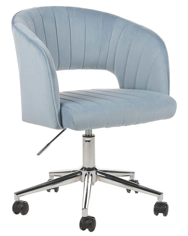 Skrivbordsstol i sammet ljusblå KATONAH_867712
