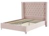 Zamatová posteľ 140 x 200 cm ružová LUBBON_832448