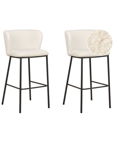 Set of 2 Boucle Bar Chairs White MINA