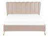 Velvet EU Double Size Bed with USB Port Taupe MIRIBEL_870565