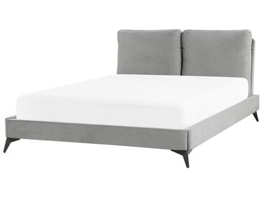 Zamatová posteľ 140 x 200 cm sivá MELLE